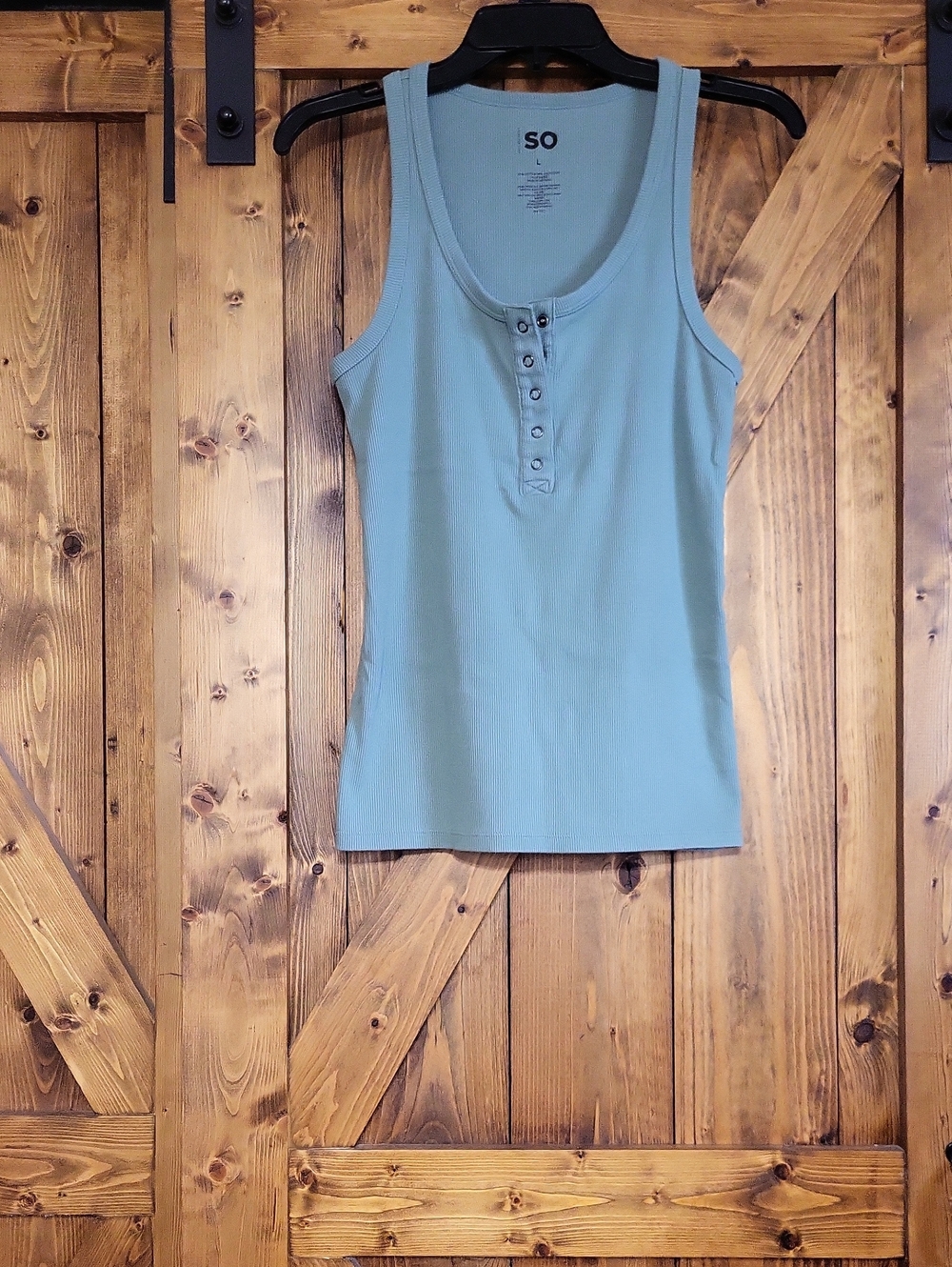 SO Ribbed Henley Tank Top - Sage Green P To P 18